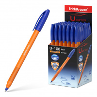 картинка Ручка шариковая Erich Krause, U108 Orange Stick ОРАНЖЕВЫЙ ТРЕХГРАННЫЙ КОРПУС, 1мм, СИНЯЯ от магазина МегаБайт