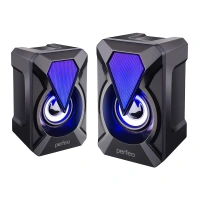 картинка Колонки 2.0 Perfeo FLAMES (USB), 6Вт, LED подсветка, ЧЕРНЫЙ от магазина МегаБайт