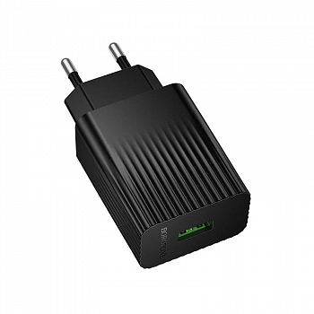 картинка Адаптер сетевой BOROFONE BAS72A, cила тока 3А, 1хUSB порт, QC3.0, 18W, ЧЕРНЫЙ от магазина МегаБайт