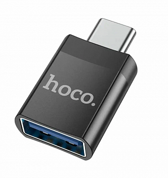картинка Адаптер HOCO UA17 OTG-Type-C, универсальный, USB3.0, ЧЕРНЫЙ от магазина МегаБайт